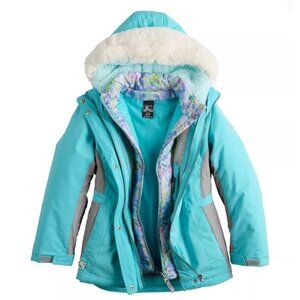 *ZeroXPosur Jacket 3 in 1 System sz 4/5 Hooded Blue Gray All Season Water Resist